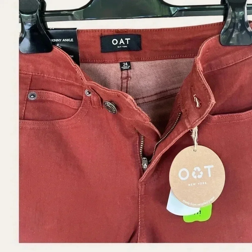 OAT New York Women's Size 24 High Rise Skinny Ankle Jeans in Rust